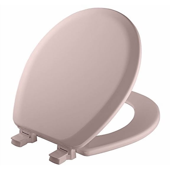 Mayfair Cameron Pink Toilet Seat, Non Slip Heavy Duty Wood, Easy Clean, Made in USA, Round