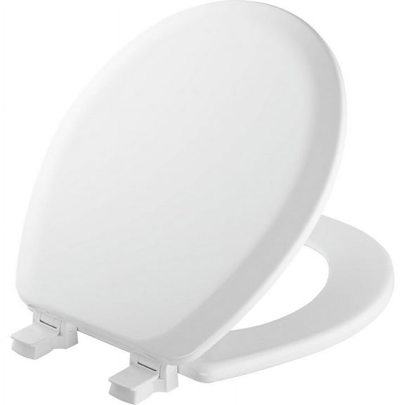 Mayfair Cameron Round Enameled Wood Toilet Seat in White with Stay·Tite Seat Fastening System and Easy·Clean Hinge