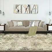Mayfair Distressed Damask Indoor Area Rug by Blue Nile Nills - 5' x 8', Ivory