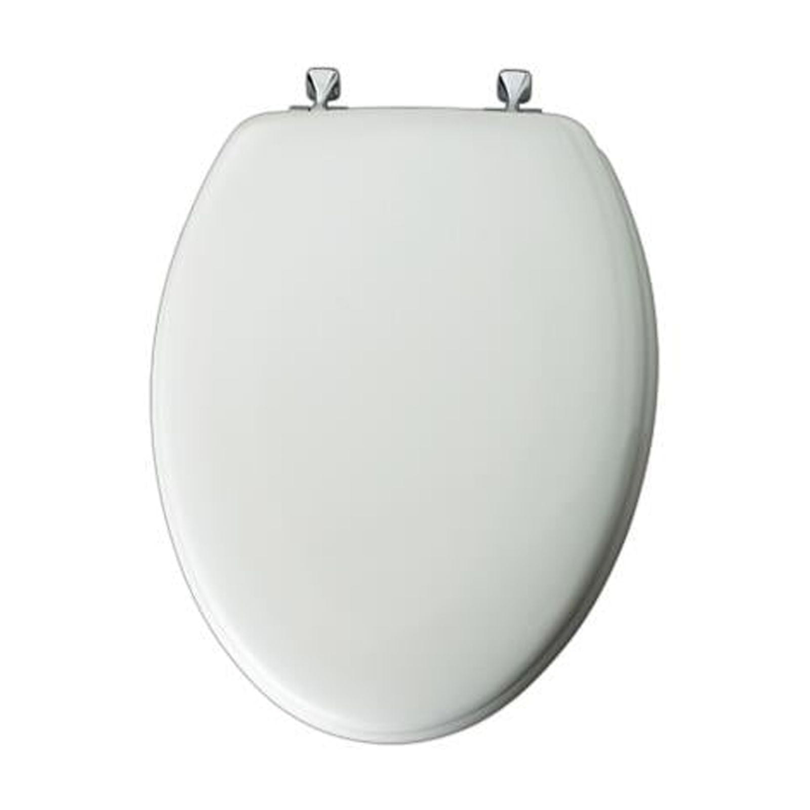 Mayfair Edgewater White Elongated Enameled Wood with StayTite & Chrome Hinges Toilet Seat