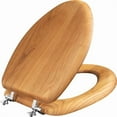 thumbnail image 1 of Mayfair Natural Reflections Elongated Wood Veneer Natural Oak Chrome Hinge Toilet Seat, 1 of 2