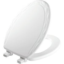 Mayfair Ivy Elongated Enameled Wood Toilet Seat in White with Stay·Tite