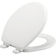 thumbnail image 1 of Mayfair Lannon® Slow Close Round Enameled Wood Toilet Seat in White Adjustable and Never Looosens, 1 of 12