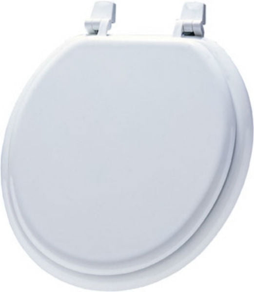 White Round Molded Wood Toilet Seat with Lid