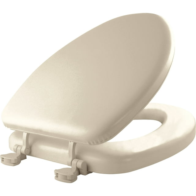 Mayfair Lift off Elongated Cushioned Vinyl Toilet Seat in Bone