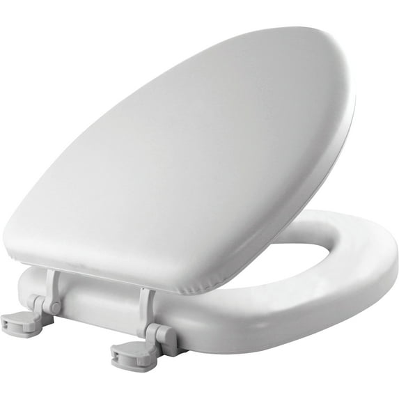Mayfair Lift off Elongated Cushioned Vinyl Toilet Seat in White