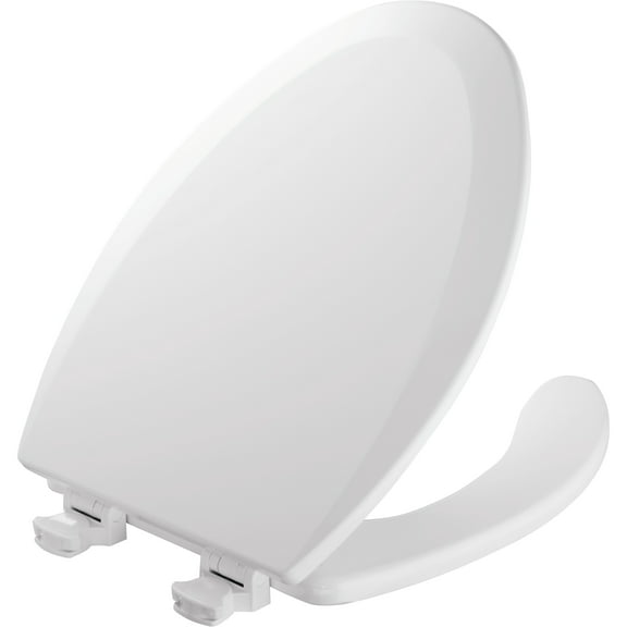 Mayfair Lift off Elongated Enameled Wood Open Front Toilet Seat in White
