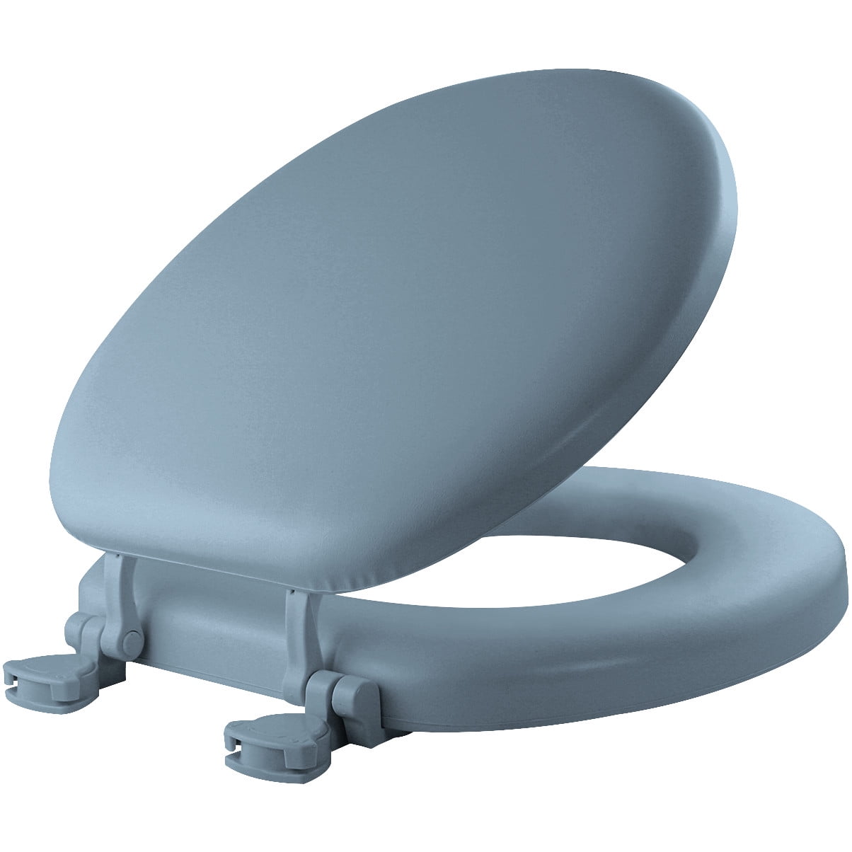 Mayfair Lift off Round Cushioned Vinyl Soft Toilet Seat in Sky Blue