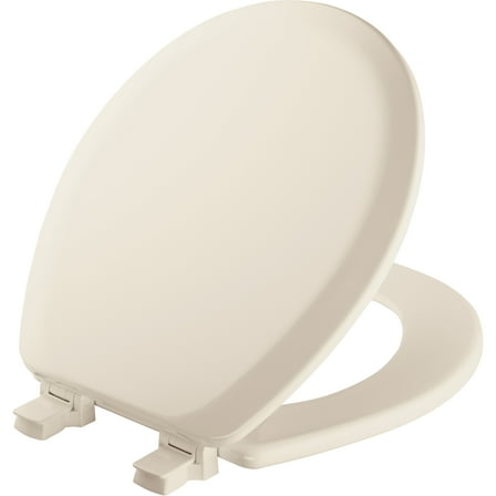 Mayfair Lift off Round Enameled Wood Toilet Seat in Biscuit with Stay·Tite
