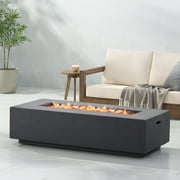 Mayfair Lightweight Concrete Outdoor 50,000 BTU Rectangular Fire Pit (No Tank Holder), Dark Gray