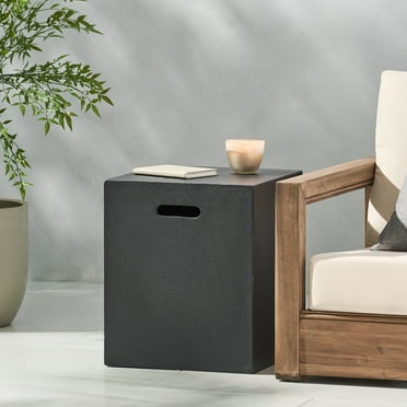 Mayfair Lightweight Concrete Outdoor Tank Holder Side Table, Dark Gray