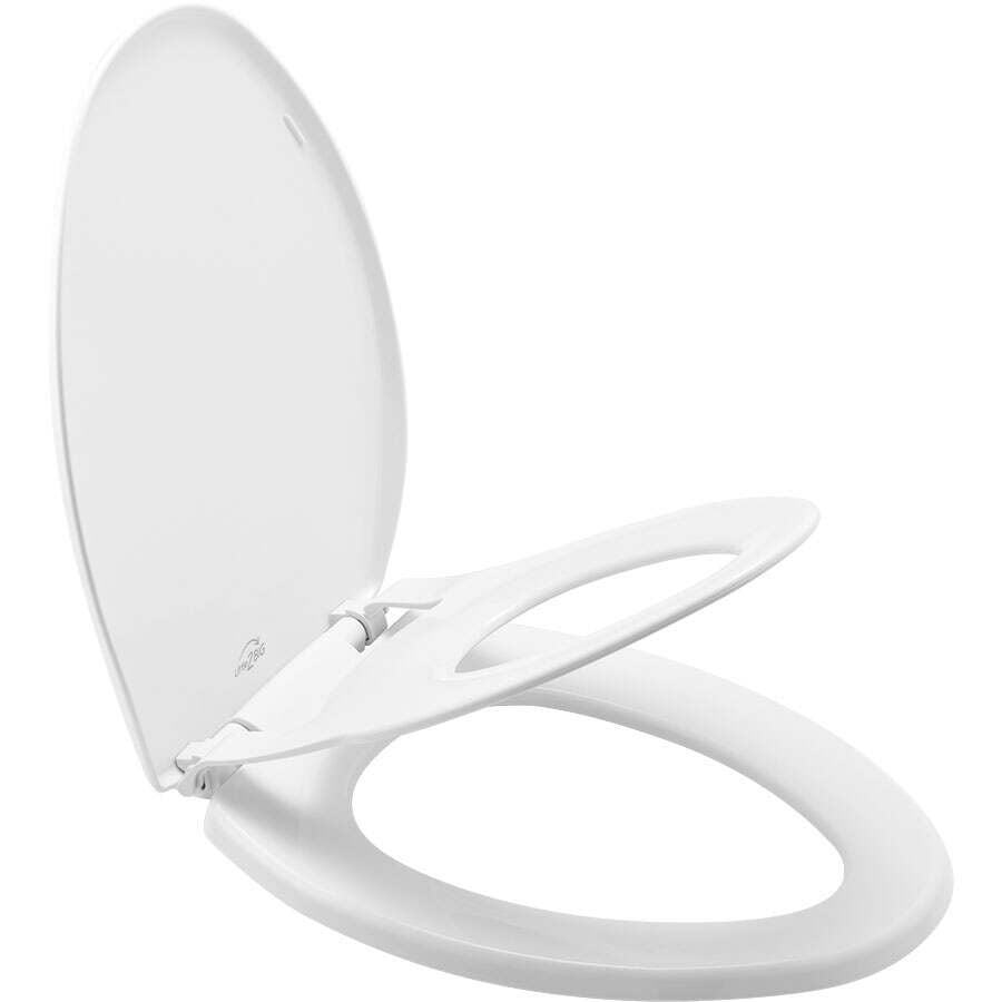 Mayfair Little2Big? Elongated Plastic Toilet Seat in White with STATITE? Seat Fastening System