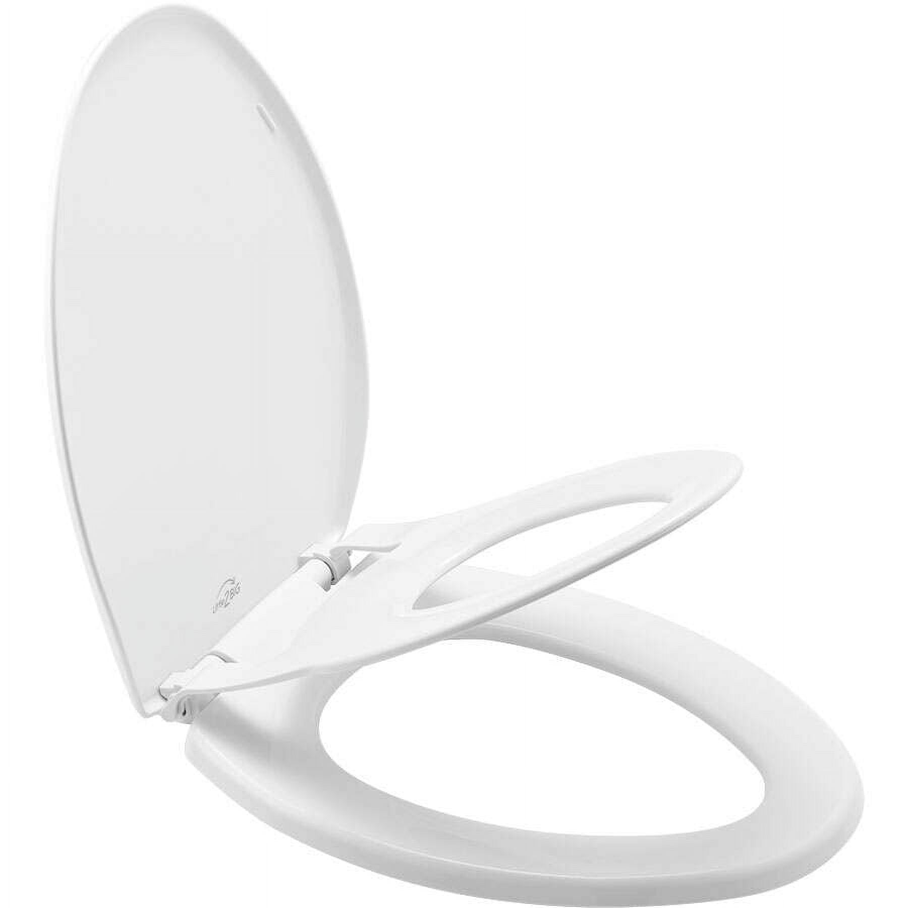 White Elongated Toilet Seat with Built-In Potty Training Seat