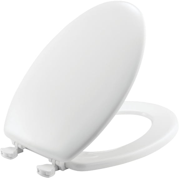 Mayfair Molded Wood Toilet Seat 144ECA - Easy Clean Hinges - Elongated, White — Standard Mounting Hardware, Drop-In Replacement