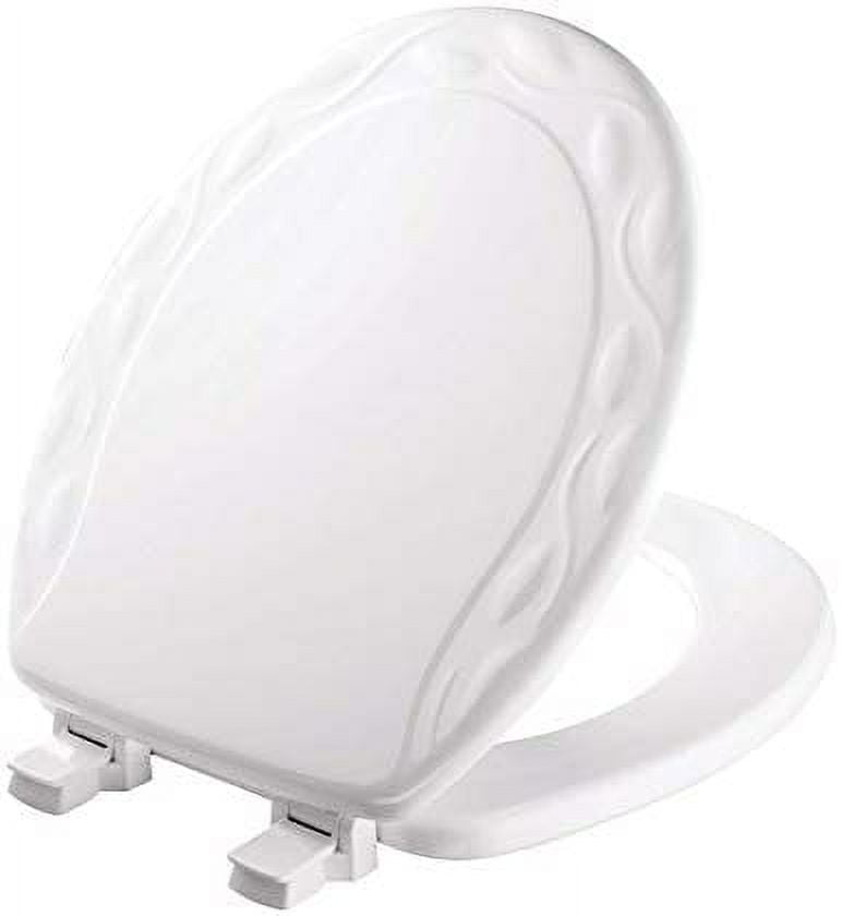 Mayfair Never Loosens Round White Molded Wood Toilet Seat