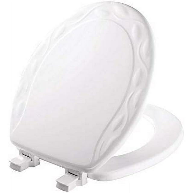 Mayfair Never Loosens Round White Molded Wood Toilet Seat