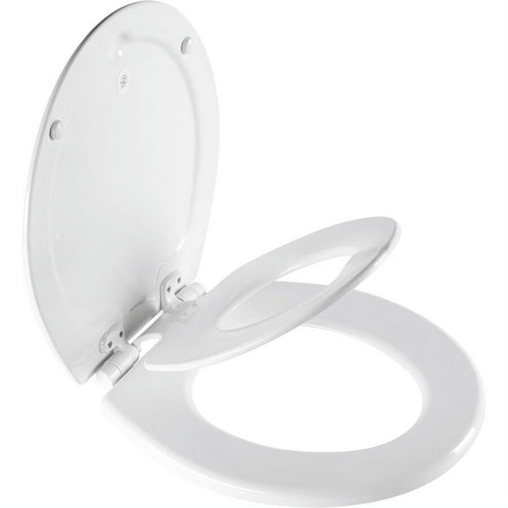 Mayfair NextStep2 Child/Adult Round Toilet Seat in White Never Loosens, Removes for Easy Cleaning, and Adjustable Soft Close Hinge