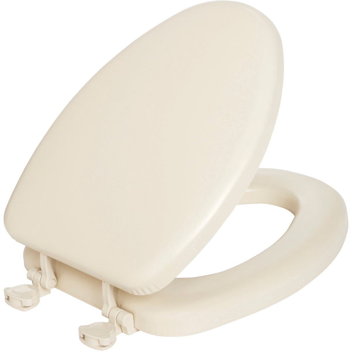 Mayfair Padded Toilet Seat, Cushioned Soft Vinyl over Wood Core Seat, Secure Hinges, Easy Clean, Made in USA, Elongated, Bone