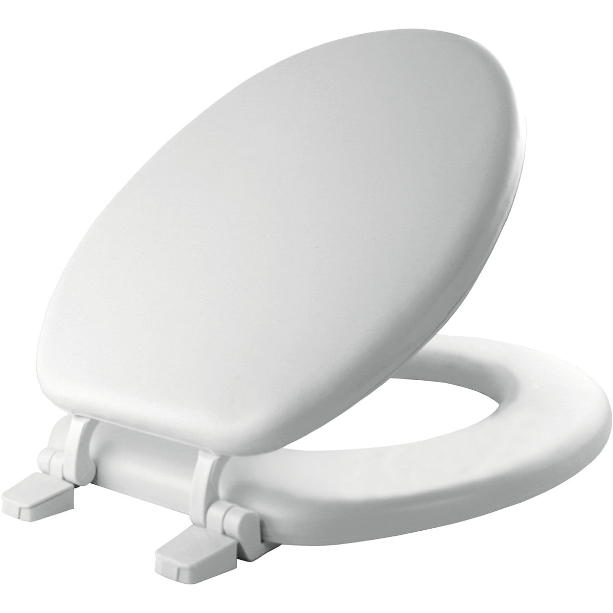 Mayfair Round Cushioned Vinyl Toilet Seat in White with Solid Plastic Core
