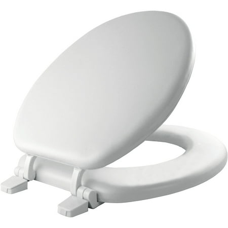 Mayfair Round Cushioned Vinyl Toilet Seat in White with Solid Plastic Core