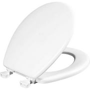 Mayfair Round Enameled Wood Toilet Seat in White with Easy·Clean Hinge