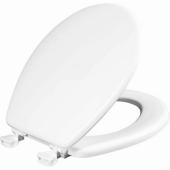 Mayfair Round Enameled Wood Toilet Seat in White with Easy·Clean Hinge