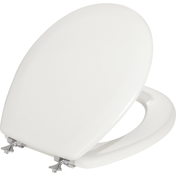 Mayfair Round Toilet Seat with Chrome Hinges - Single Pack Standard Mounting Hardware, Drop-In Replacement
