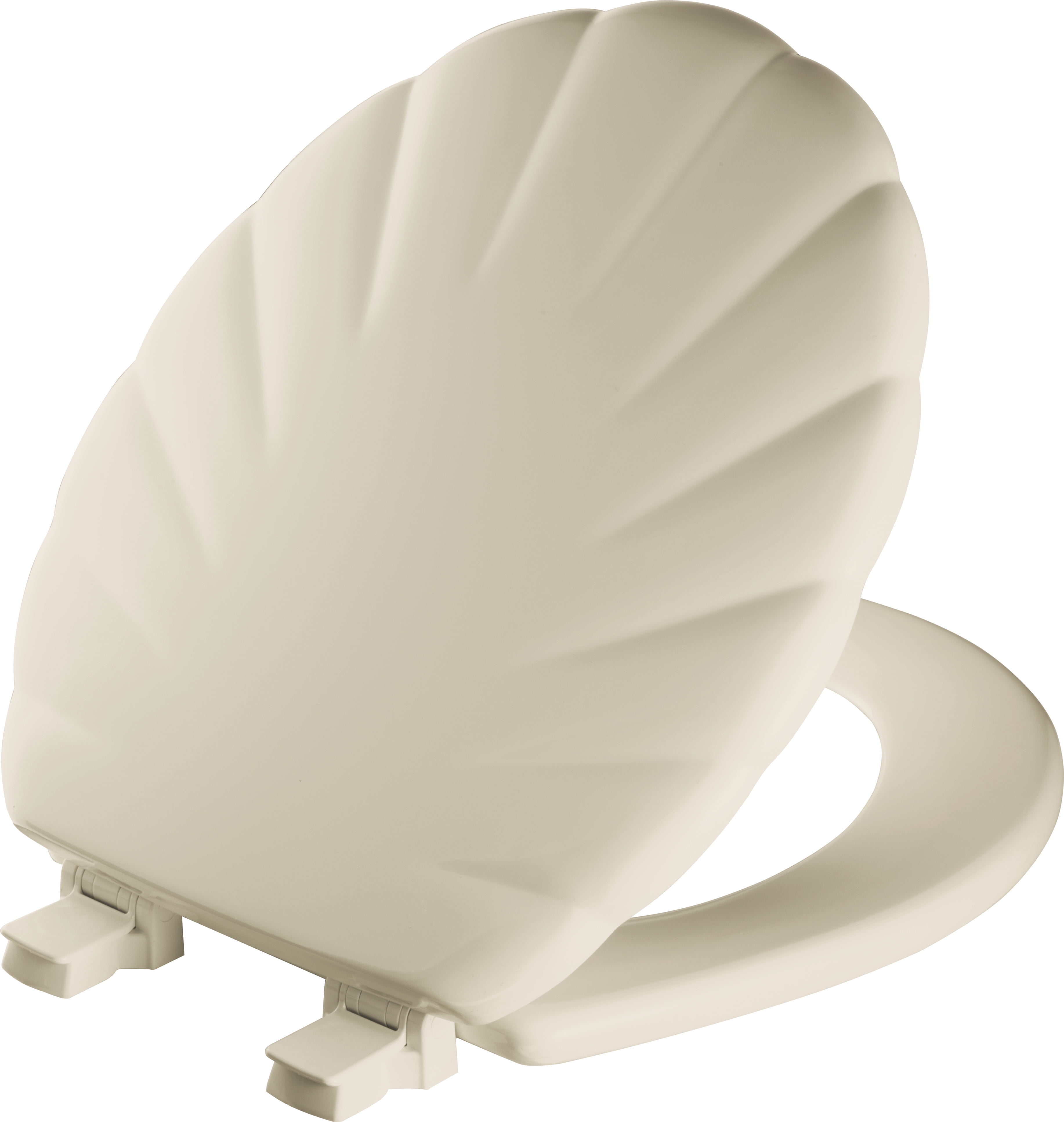 Mayfair Shell Round Enameled Wood Toilet Seat in Bone Stay·Tite