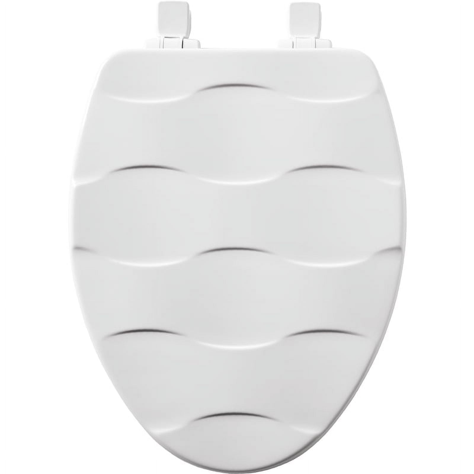 White Gloss Elongated Enameled Wood Toilet Seat with Slow Close