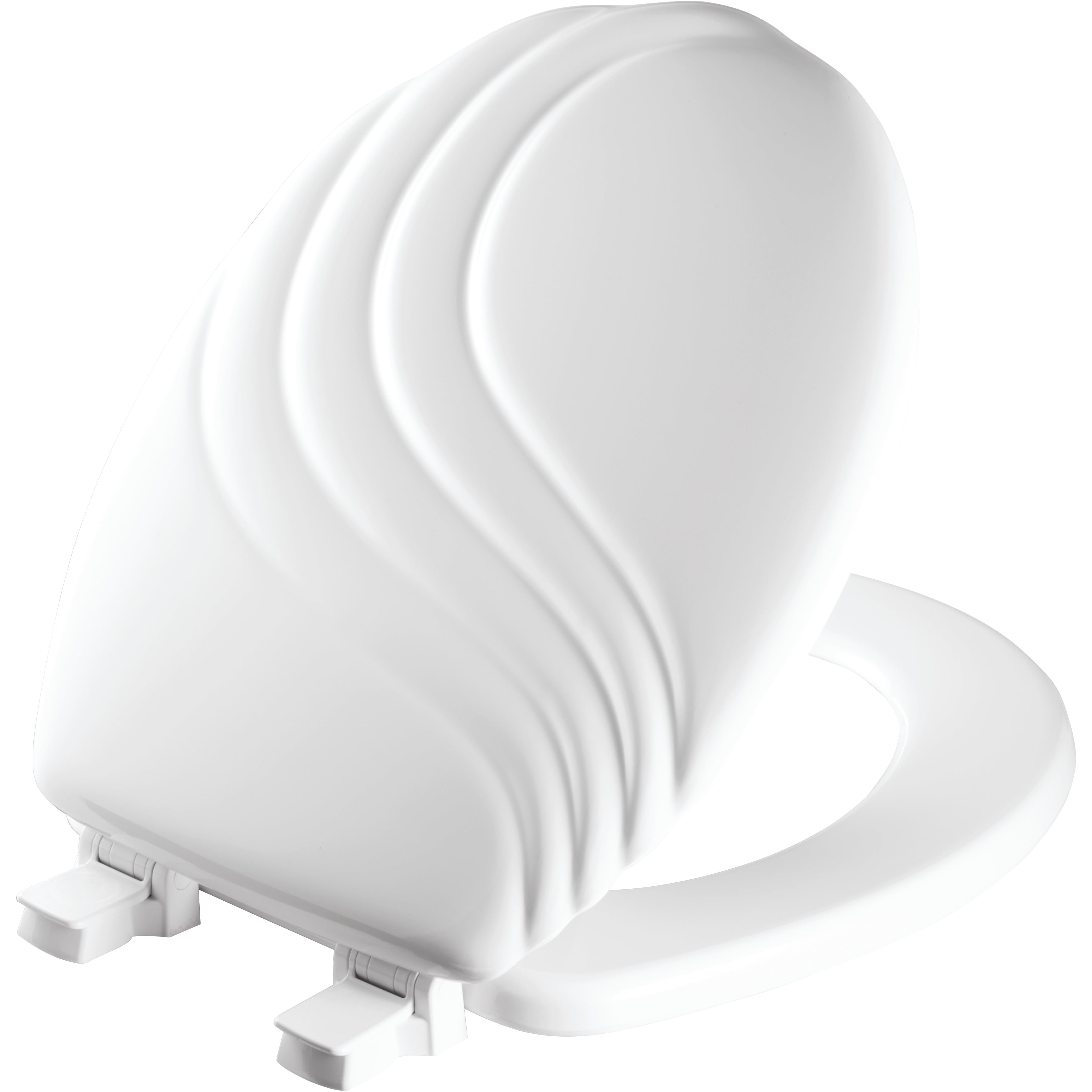 Mayfair Round White Gloss Enameled Wood Toilet Seat with Swirl Design