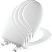 Mayfair Swirl Round Enameled Wood Toilet Seat in White with Stay·Tite