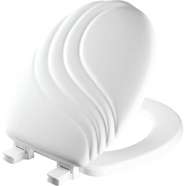 Mayfair Swirl Round Enameled Wood Toilet Seat in White with Stay·Tite