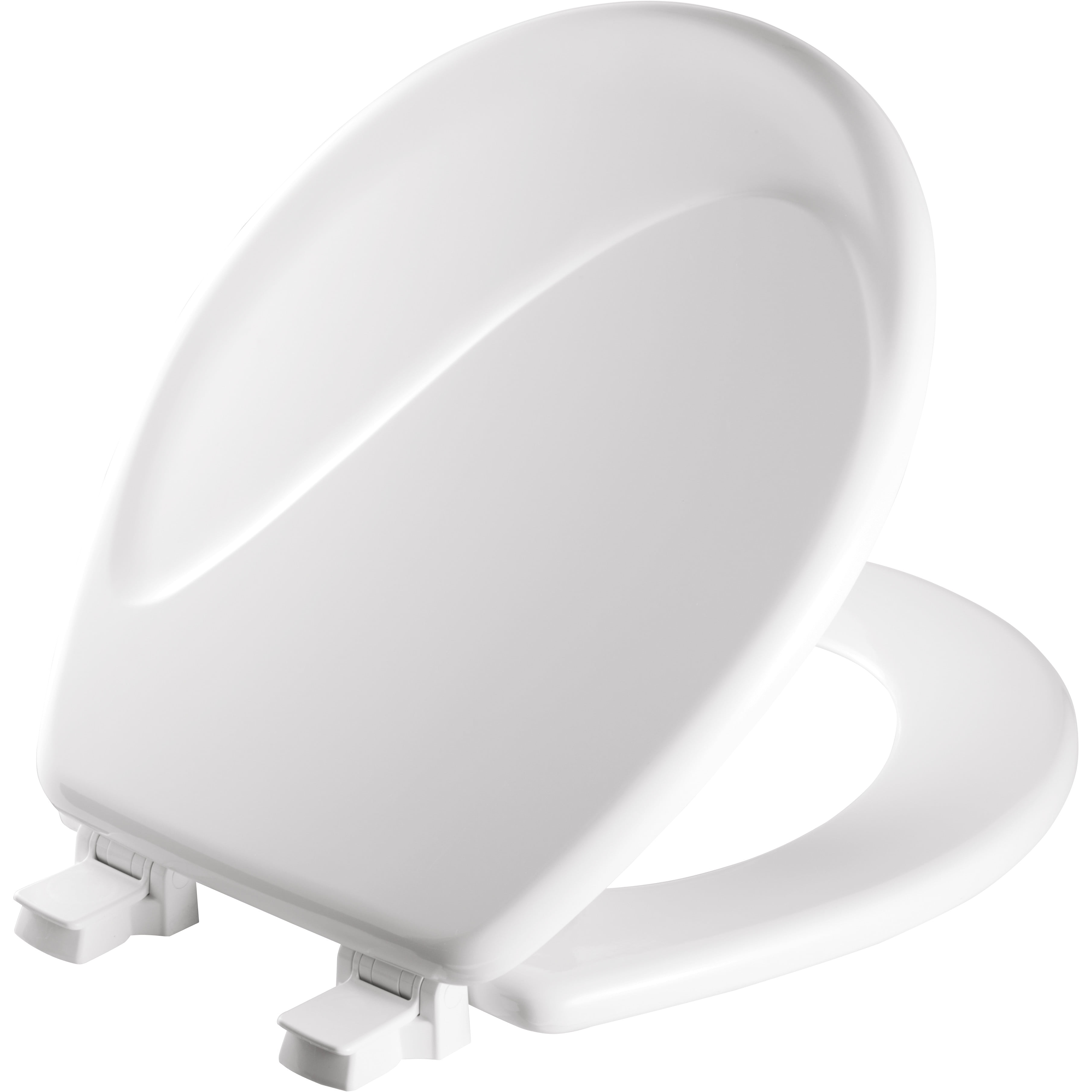 Mayfair Wave Round Enameled Wood Toilet Seat in White with Stay·Tite