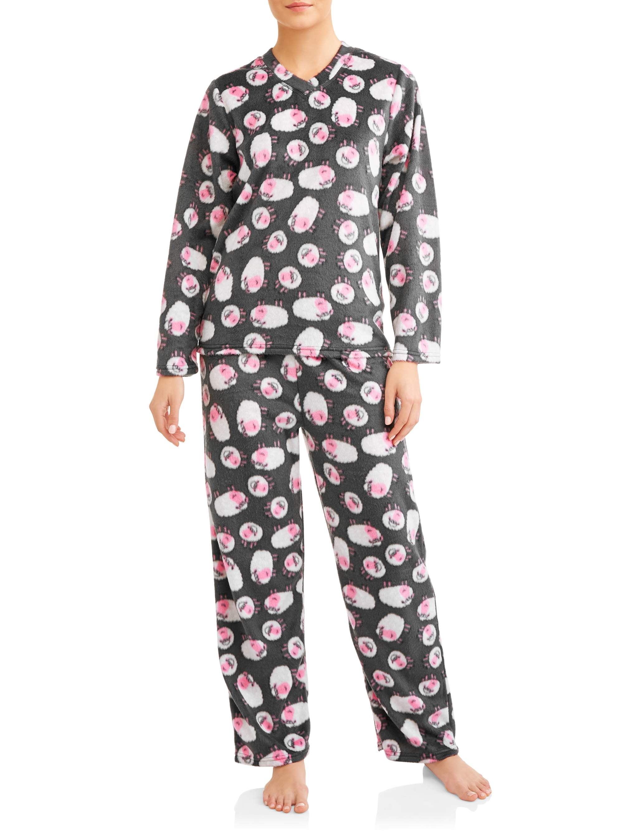 Mayfair Women s and Women s Plus Minky Fleece 2 Piece Pajama Set