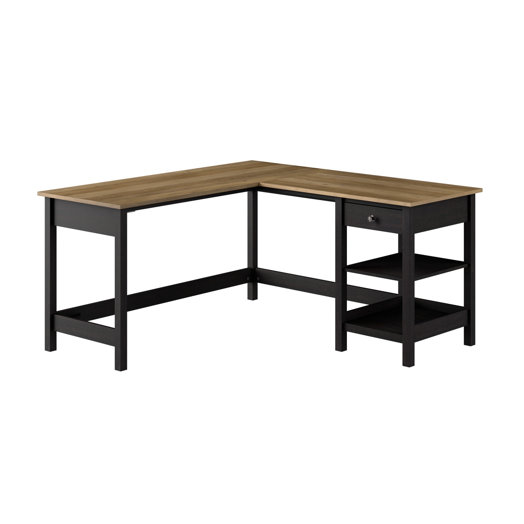 Mayfield 60W L Shaped Computer Desk in Vintage Black and Reclaimed Pine