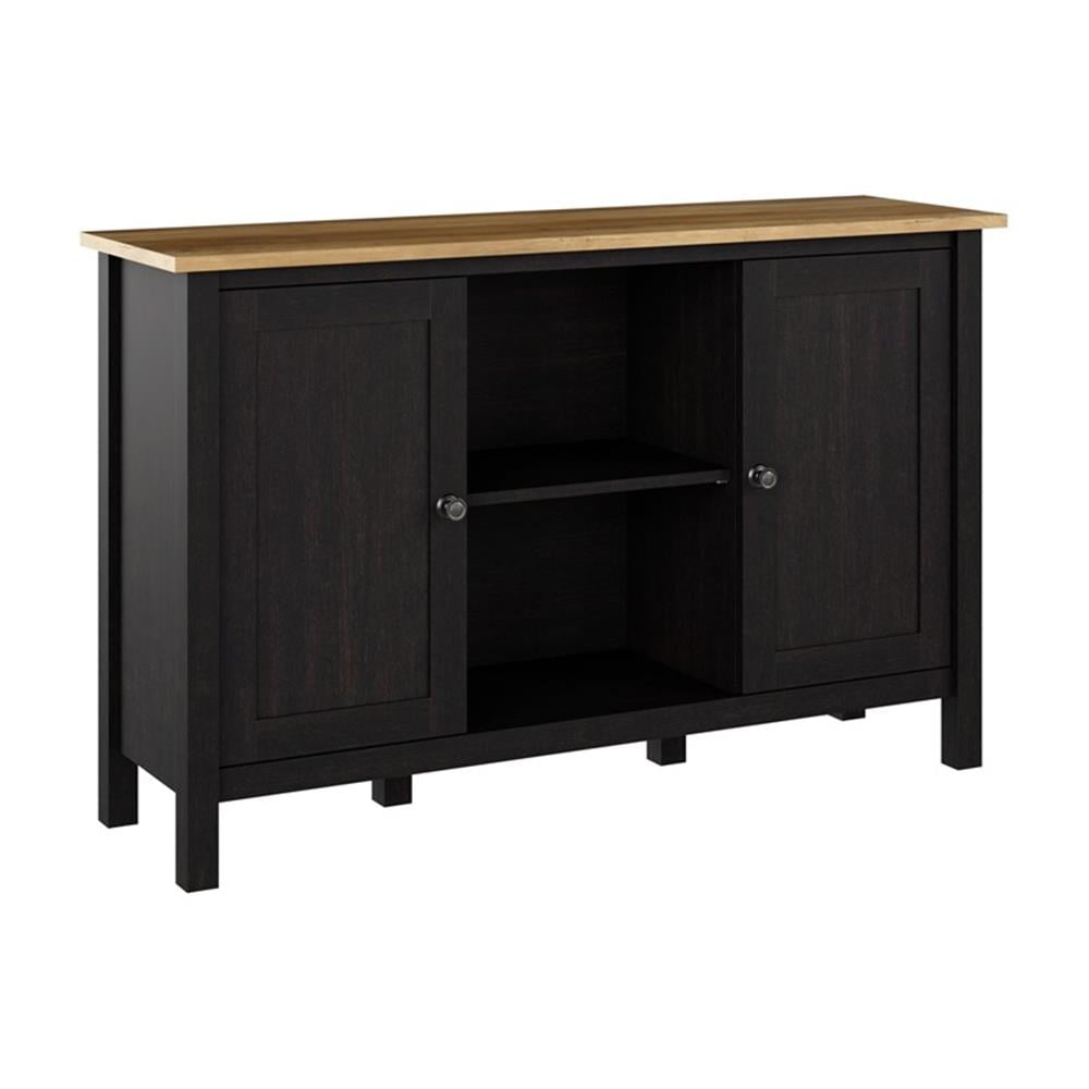 Vintage Black and Reclaimed Pine Office Cabinet with Adjustable Shelving