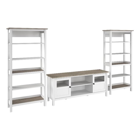 Mayfield Farmhouse 60W TV Stand with Bookcases - Engineered Wood