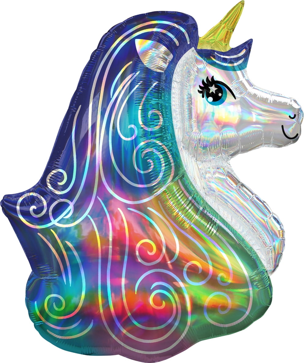 MAYFLOWER DISTRIBUTING Mayflower 307166 30 in. Iridescent Rainbow Unicorn Shaped Foil Balloon
