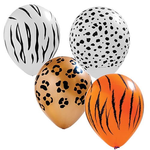 Jungle Safari Assorted Animal Print Balloons Party Supplies Decorations Package of 100