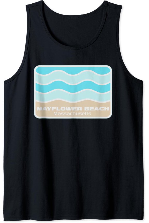 Mayflower Beach Massachusetts Retro Ma Waves Trip Souvenir Tank Top Size S-3XL