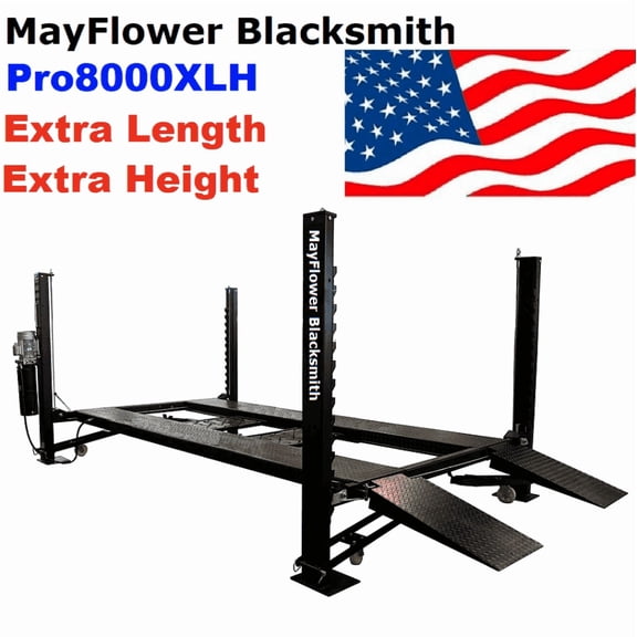 Mayflower Blacksmith Four Post Lift Heavy Duty Storage Service Extra Length Height Width Pro8000XLH