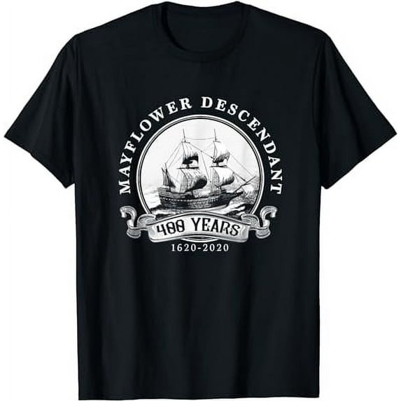 Mayflower Descendant 400 Years 1620 2020 Vintage Ship T-Shirt