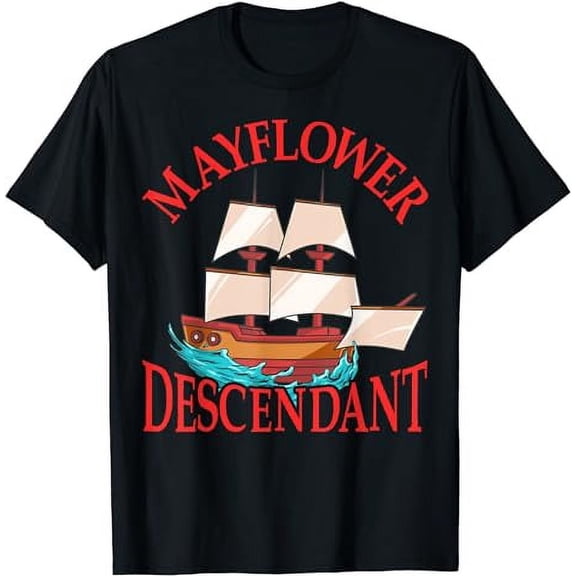 Mayflower Descendant Ship History Gift Pilgrim Fathers T-Shirt