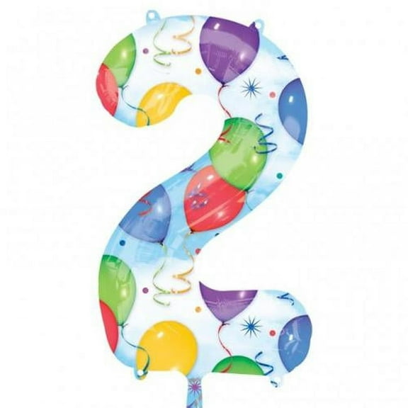 Mayflower Distributing 34 inch NUMBER 2  SHAPE BALLOONS AND STREAMERS FOIL BALLOON