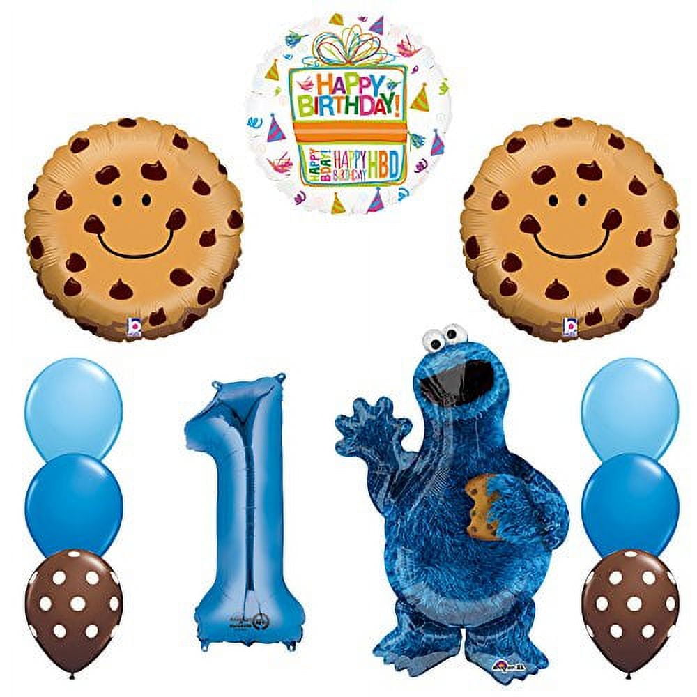 Mayflower Distributing Cookie Monster 1st Birthday Balloons Party Supplies Set