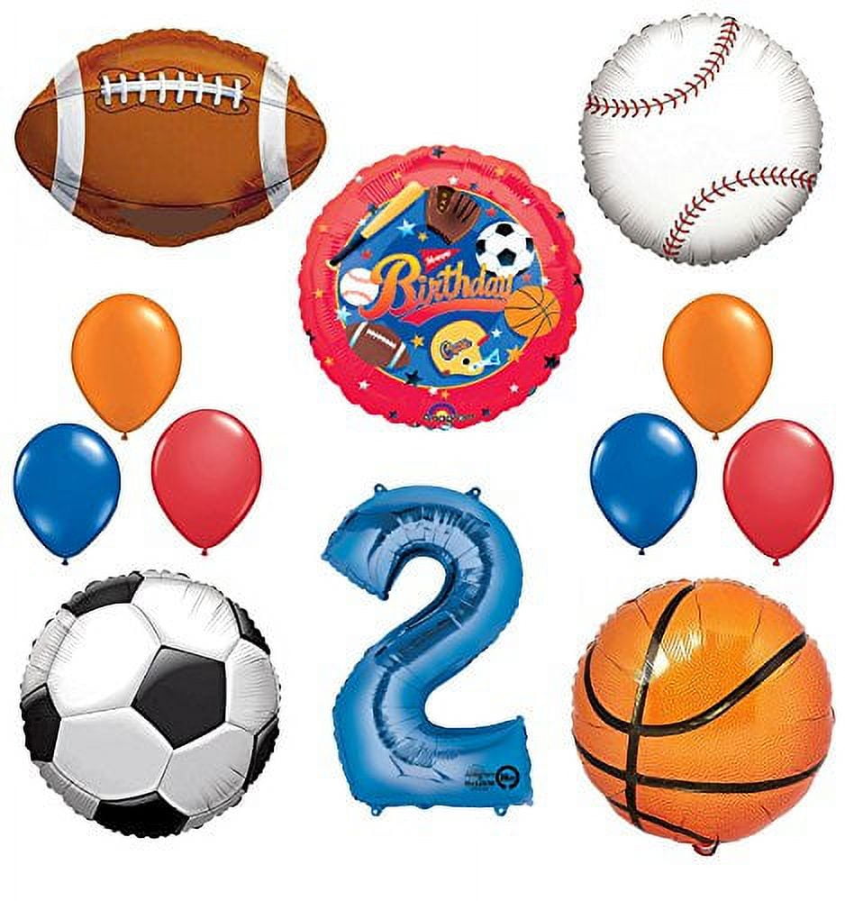 Mayflower Distributing Ultimate Sports Theme 2nd Birthday Balloon Decorating Kit, Blue, 8 Pieces
