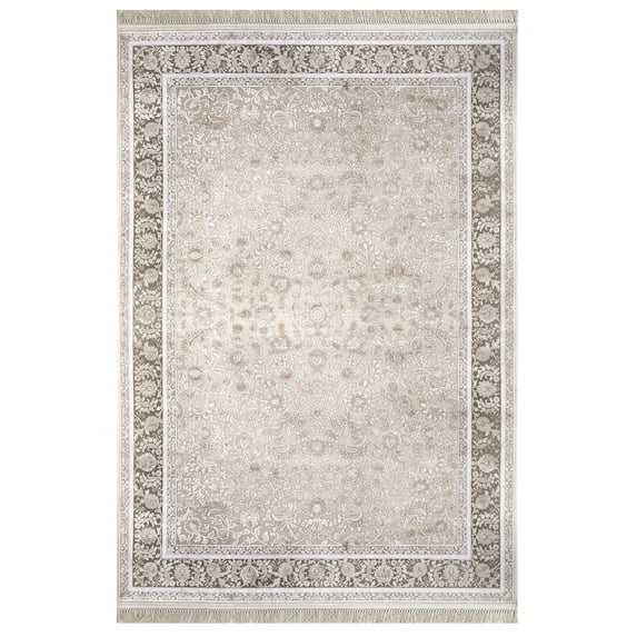 Mayflower Mink Geometric Viscose Area Rugs for Living Room Jacquard Textured Modern Rugs Soft Geometric Rug for Bedroom Washable Rug Non-Slip Bohemian Carpet Perfect for Dining Room Office Beige