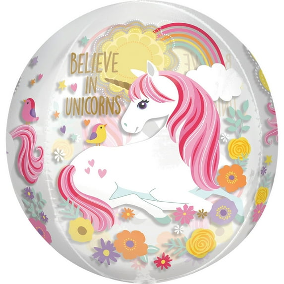 Unicorn Balloon Orbz See -Thru 16"