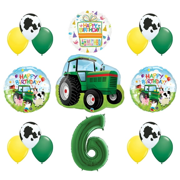 Mayflower Products 6th Birthday Farm Tractor Balloon Bouquet Decorations and Party Supplies