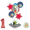 thumbnail image 1 of Mayflower Products Blast Off Space Alien 1st Birthday Party Supplies Balloon Bouquet Decoration, 1 of 4